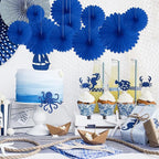 20 Pcs Royal Blue Hanging Paper Fan, Hanging Honeycomb Round Paper Fans for Weddings, Birthdays, Christmas, Baby Showers, Classroom, Events Ceiling Party Supplies Decorations