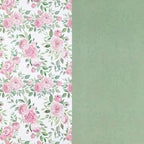 RUSPEPA Reversible Floral Wrapping Paper Roll for Girls Women, Mini Roll, Pink Rose Design and Green Solid Color, Elegant Gift Wrap for Birthday, Mother’s Day, Bridal Shower, 17 Inches x 16.4 Feet