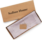 Solino Home Linen Lilac Table Runner 120 Inches Long - 100% Pure Linen Hemstitch 14 x 120 Inch Table Runner for Dining, Fall, Autumn, Thanksgiving, Christmas - Classic Hemstitch