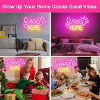Sweet Home Neon Sign for Wall Decor, 15.7x9.8 inch USB Powered Home Sweet Home Neon Signs with Dimmer Switch for House Warming Party Living Room Apartment Bedroom Housewarming Homecoming Gift