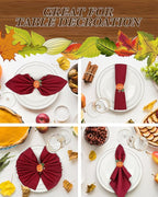 KPOSIYA Fall Napkins Rings, 6 Pcs Thanksgiving Napkin Ring Fall Maple Leaf Napkin Rings and Halloween Pumpkin Napkin Holders for Thanksgiving Table Decorations, Fall Banquet, Holiday Dinner Party