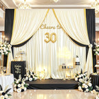 Champagne Satin Backdrop Curtains 2 Panels - Glitter Photo Drapes for Baby Shower, 10x10FT Shimmer Back Drop Cloth, Wrinkle Free for Birthday Party Prom Wedding Stage Background