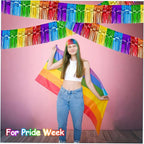 4 Pack 10 Feet Colorful Foil Fringe Garland Rainbow Tinsel Streamers Banner Fringe Curtain Banner for Parade Floats Graduation Homecoming Carnival Birthday Pride Party Decor (Rainbow)