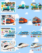 Aowplc Train Stickers for Kids – 32 Sheets Make-a-Train Mix & Match Kit – Fun Party Favors & Activities