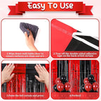 4 Pack 3.3x8.2 Feet Red and Black Foil Fringe Backdrop Curtains, Tinsel Streamers Birthday Party Decorations, Fringe Backdrop for Graduation, Baby Shower, Gender Reveal, Disco Party