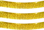 10 Feet Long Roll Foil Fringe Garland - Pack of 3 | Shiny Metallic Tassle Banner | Ideal for Parade Floats, Bridal Shower, Wedding, Birthday | Wall Hanging Fringe Garland Banner (Gold)