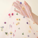 Pink Flower Tulle Table Runner 29x120 Inch Embroidery Florals Soft Sheer Tulle Fabric for Wildflower Party and Baby in Bloom Baby Shower Decorations