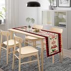 Merry Christmas Table Runner,Winter Xmas Holiday Table Cloth Kitchen Dining Table Decoration for Home Party Decor 13x60 Inch