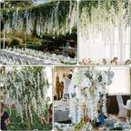 Wisteria Hanging Flowers,Fake Hanging Flowers,Wisteria artificiales Garland for Home Wedding Arch Floral Party Garden Ceremony Outdoor Decor,3.6 feet Long(150,White)