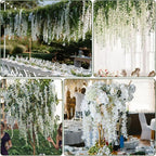 Wisteria Hanging Flowers,Fake Hanging Flowers,Wisteria artificiales Garland for Home Wedding Arch Floral Party Garden Ceremony Outdoor Decor,3.6 feet Long(75,White)