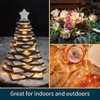 LAMPHOME 6 Pack Fairy Lights Battery Operated String Lights 6.6ft 20 Led Mason Jar Lights Waterproof Silver Wire Light Fireflies DIY Party Wedding Christmas Decoration(6 Pack,Warm White)