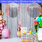 Picoway 4 Pack Foil Fringe Tinsel Backdrop Curtains, Birthday Engagement Bachelorette Party Decorations, Photo Booth Props Door Streamers Curtain (Silver)