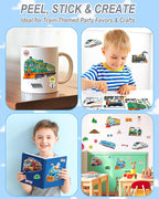 Aowplc Train Stickers for Kids – 32 Sheets Make-a-Train Mix & Match Kit – Fun Party Favors & Activities