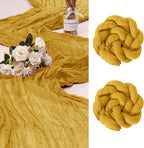 2 Pack Cheesecloth Table Runner 10Ft Christmas Gauze Boho Table Runners for Wedding Decor Bridal Shower Decorations Baby Shower Party(35" x 120")