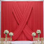 30×12ft Wrinkle Free Red Backdrop Curtain for Wedding Parties,6 Panels 5×12ft Long Soft Silky Polyester Backdrop Drapes Red Photo Back Drop Curtains for Photography Stage Christmas Background Cloth