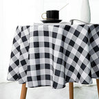 Biscaynebay Fabric Round Tablecloths 60", Black/Grey Scottish Plaid Table Cloth Small Circle Folding Table Covers Water Resistant for Dining, Kitchen, Wedding & Parties, etc