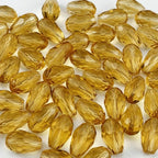 50pcs 10x15mm Teardrop Crystal Glass Beads for Jewelry Making, Faceted Vertical Hole Teardrop Glass Spacer Beads for Wind Chimes Bracelet Earring Necklace DIY Craft(Gold Champagne)