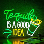 Tequila Is A good Idea Neon Sign LED Tequila Light Up Sign for Wall Decor Dimmable USB Tequila Neon Light Signs for Beer Bar Home Party Music Festival Man Cave Restaurant
