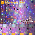 Ollny Curtain Lights 200LED 6.6x6.6ft, USB Multicolor Christmas Curtain Lights with Remote 8 Modes Timer, Waterproof String Lights for Bedroom Backdrop Window Indoor Outdoor