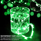 Green Fairy Lights 100 Pack 7Ft 20 LED Twinkle String Lights 3 Modes Battery Operated Waterproof Firefly Starry for Mason Jar Party Wedding Christmas Valentines Day Table Centerpieces
