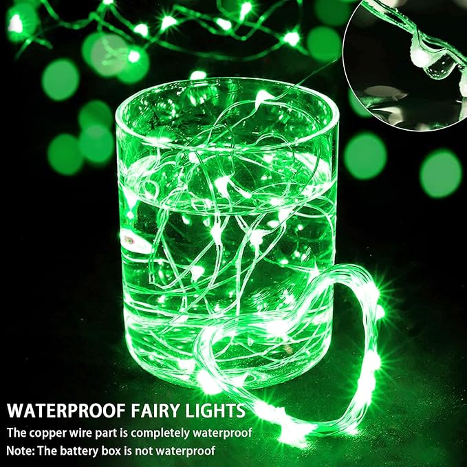 50 Pack Green Fairy Lights 7Ft 20 LED Twinkle String Lights 3 Modes Battery Operated Waterproof Firefly Starry for Mason Jar Party Wedding Christmas Valentines Day Table Centerpieces