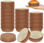 Uiifan Disposable Round Cupcake Liners Paper Baking Cups Wrappers Cupcake Paper Microwave Oven Safe Bakeware Mold for Snacks Cakes(Natural,50 Pack)