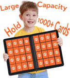 1000+ Pockets Trading Card Binder, Premium 16 Pocket Card Binder, Ringless Side Loading Collection Album Holder Folders for MTG, TCG, Game Cards & Sports Cards (Orange)