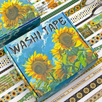 27 Rolls Washi Tape Set - Decorative Masking Tape Colored Sunflower Patterns, Adhesive Artists Tapes for Journaling Supplies, DIY Crafts, Scrapbooking, Junk Journal Supplies, School Supplies