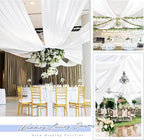 4 Panels White Ceiling Drapes for Wedding 5ftx40ft Chiffon Fabric Arch Draping Curtains Sheer Drapery for Party Ceremony Birthday Baby Shower Reception Stage Ceiling Decorations