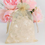 Super Z Outlet 100 Pack 5x7 Inch Mini Sheer Drawstring Organza Transparent Bags Jewelry Sack Pouches for Wedding, Party Decorations, Arts & Crafts Gifts (Ivory)