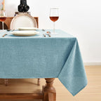 Fitable Faux Linen Tablecloths 60 x 84 Inch - 2 Pack Waterproof Table Clothes for Rectangle Foot Tables, Turquoise Flax Look Kitchen Table Covers for Farmhouse, Dining, Party, Outdoor Picnic