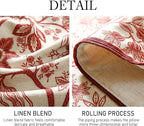 ISAENNE Designer Chinoiserie Elegant Linen Extra Long Table Runner 118 Inches,Red Floral Pattern Decor Table Runners for Thanksgiving,Dining Room,Banquet,Kitchen Tables,Christmas,12"*118"-Ruyi A