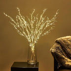 BAOLITVINE Lighted White Twig Branches 32IN 200 Warm White Fairy Lights, Lighted Willow Branches Plug in with Timer, Dimmer for Home Bedroom Fireplace Christmas Decoration Inside Outdoor