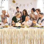3 Pack 29 x108 Inch Champagne Gold Foil Fringe Table Skirts Metallic Banner for Tinsel Streamer Garland Backdrop for Parade Floats Wedding Thanksgiving Birthday Christmas New Year Party Decoration