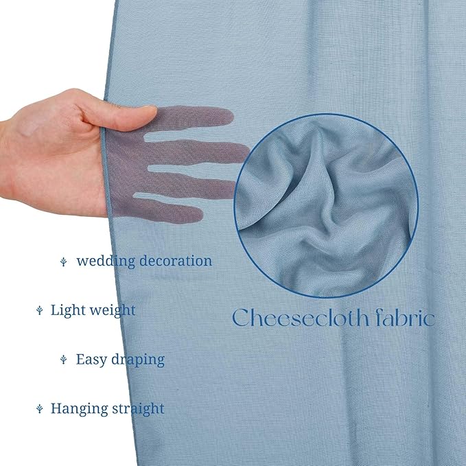 6 Panels Dusty Blue Ceiling Drapes for Wedding, 5ftx10ft Ceiling Drapes Cheesecloth Sheer Fabric Curtain Wedding Arch Draping Fabric Romantic Ceilings Decorations for Weddings Party Ceremony Stage