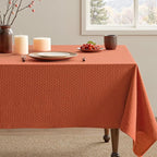 MIULEE Fall Tablecloth Burnt Orange Linen Cottton Table Cloth Rectangle Waterproof Spillproof Cross-Star Textured Table Cltoth Decorative Farmhouse for Dining Party Weddings 60x120 Inch