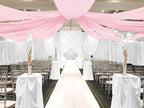 6 Panels Pink Ceiling Drapes for Wedding, 5ftx30ft Ceiling Drapes Cheesecloth Sheer Fabric Curtain Wedding Arch Draping Fabric Romantic Ceilings Decorations for Weddings Party Ceremony Stage