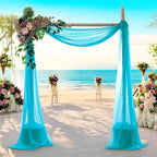 MDS Halloween Chiffon Draping Fabric - 1 Panel, 30" Wide x 30ft Long - Sheer Spooky Arbor & Canopy Drapery for Haunted House Backdrops, Party Ceilings, DIY Costumes & Themed Events - Peacock Blue