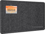 Bulletin Board, 36 x 24 inches Felt Board - Decorative Pin Board, Cork Board Alternative for Wall, 3' x 2' Foldable Picture Board Self-Adhesive Vision Board Prayer Board with 20 Pushpins - Dark Gray