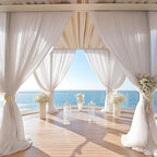 PARTISKY 10ftx10ft Taupe Chiffon Sheer Backdrop Curtains, Wrinkle-Free Wedding Backdrop Drapes for Birthday Party Ceremony Arch Stage Decor Background for Photography 5ft x 10ft,2 Panels