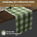Native Fab Table Runner Buffalo Check Plaid 100% Cotton - 13x90 Inches Kitchen Dining Table Decoration for Indoor Outdoor Farmhouse Home Party Decor - Mint Green and White