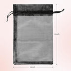 50PCS Sheer Organza Bags, Wedding Favor Bags with Drawstring, 4x6 inches Jewelry Gift Bags for Party, Jewelry, Festival, Makeup (Black)