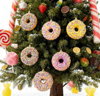 LANGXUN 6pcs Donut Candy Land 2025 Xmas Birthday Party Wedding Suppiles Decoration, Hanging Candy Cane Christmas Tree Décor, Christmas Decorative Hanging Ornaments Crafts