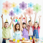 SUNBEAUTY 9 PCS Pastel Paper Flowers Decorations for Wall Paper Fans Classroom Decoration Paper Floral Backdrop Decor Paper Fans Decoration