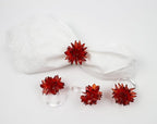 Fennco Styles Crystal Design Collection Napkin Rings - Set of 4 (Red, 2"x2")