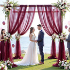 Wedding Arch Draping Fabric Backdrop 1 Panel 60" x 26Ft Burgundy Drapes Curtains for Wedding Reception Sheer Tulle Backdrop Curtain for Ceremony Birthday Party Baby Shower Arbor Ceiling Decorations