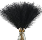 50pcs Faux Pampas Grass, 21.6" Short Artificial Pompous Grass Floral Fake Pompas Grass Branches Vase Filler Flower Arrangement for Home Wedding Boho Decor, Black