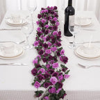 10 Pcs 82FT Flower Garland, Artificial Rose Garland Flowers Plants Fake Flower Hanging Rose Ivy, Birthday Party Valentine's Day Wedding Wall Arch Decor（Purple）