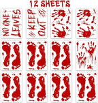 Halloween Bloody-Handprint-Footprints Floor Stickers, Scary Halloween Party Indoor/Outdoor Decoration, for Windows Clings, Car - 12 Sheets