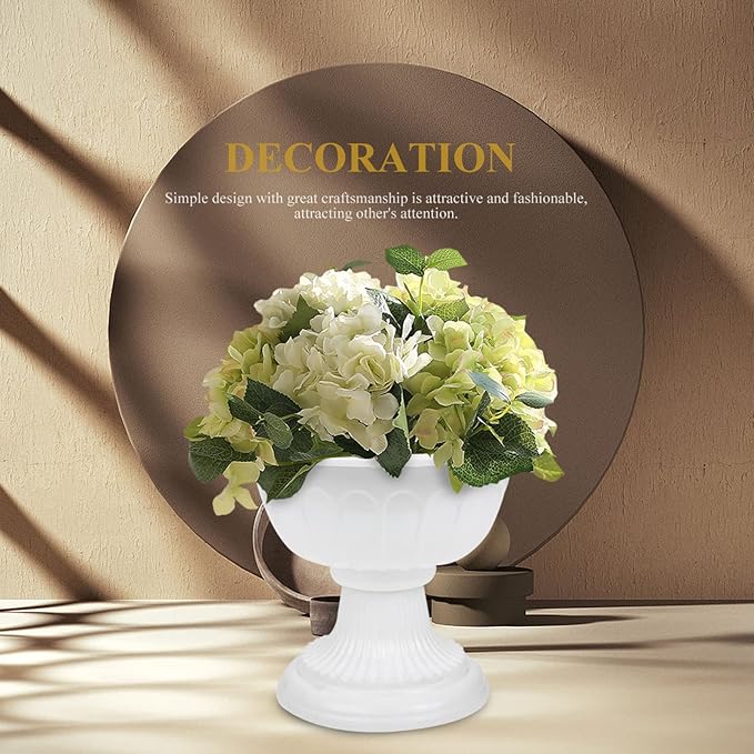4pcs Mini Roman Style Flower Pots, Plastic Wedding Flower Containers, Decorative Pedestal Planters for Home, White, 6.29 x 6.29 x 5.51 Inch